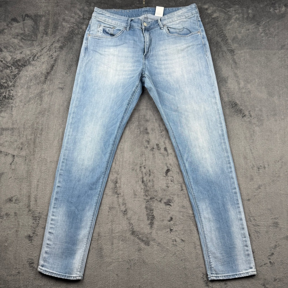 H&M Boyfriend Jeans Womens 29/32 Low Waist Tapered Light Wash Y2K Good